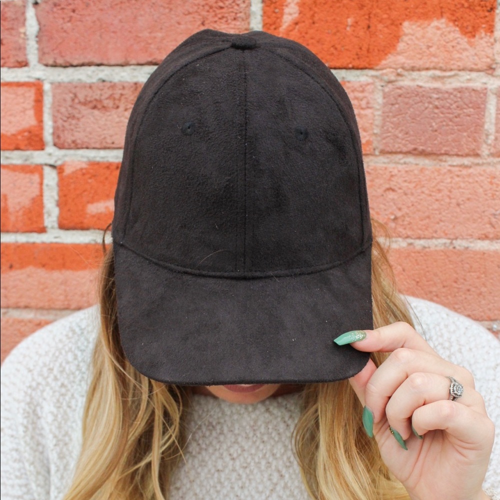 Casual faux suede baseball cap BLACK ONE SIZE